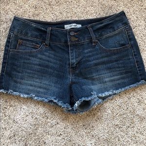 Refuge Dark Wash Denim Cut Off Style Jean Shorts